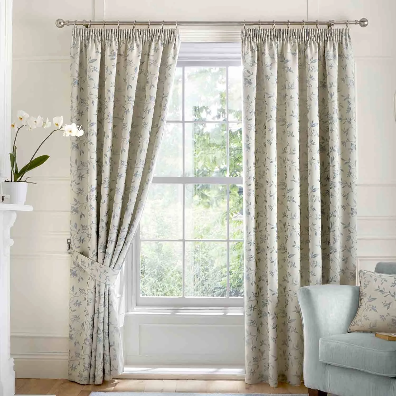Curtina Bird Trail Duck Egg Curtains 1 Curtina Bird Trail Duck Egg Curtains
