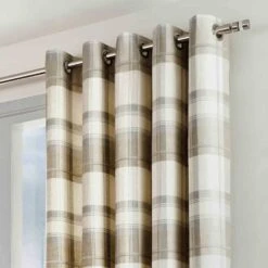 Fusion Balmoral Check Eyelet Nautral Curtains -Home Comforts Shop 34501 16117