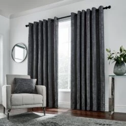 Peacock Blue Hotel Roma Gunmetal Ready Made Curtains