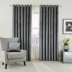 Helena Springfield Escala Steel Velvet Curtains