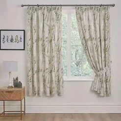 Dreams & Drapes Wild Stems Green 66x72 Curtains