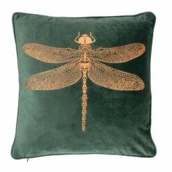 Malini Green Dragonfly Cushion 43cm X 43cm