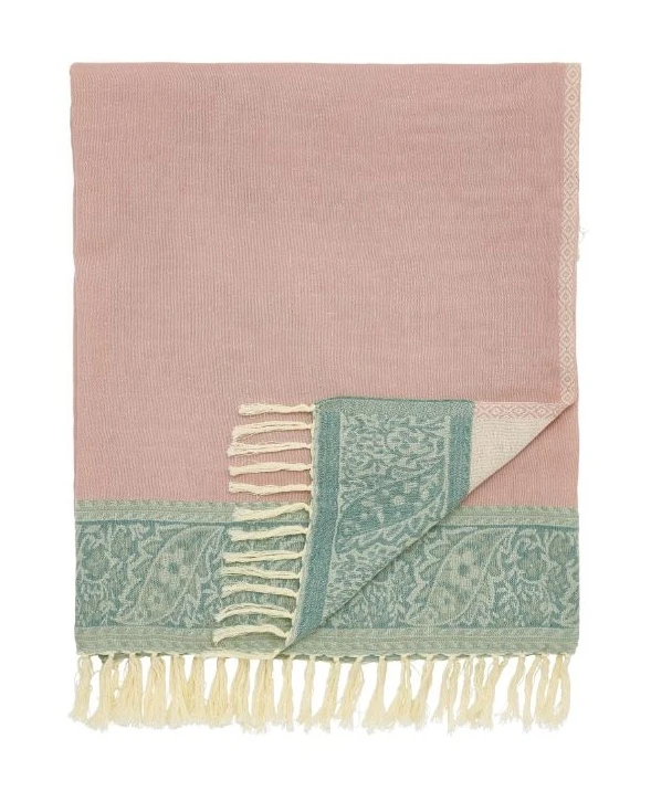 Morris & Co Strawberry Thief Pink Throw 1 Morris & Co Strawberry Thief Pink Throw