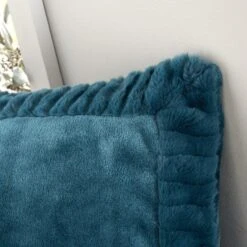 Catherine Lansfield Velvet & Fur Cushion Teal 7 Catherine Lansfield Velvet & Fur Cushion Teal -Home Comforts Shop 51315 30054