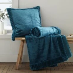 Catherine Lansfield Velvet & Fur Cushion Teal 6 Catherine Lansfield Velvet & Fur Cushion Teal -Home Comforts Shop 51315 30055