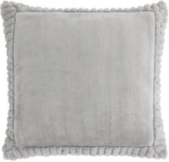 Catherine Lansfield Velvet & Fur Cushion Silver Grey
