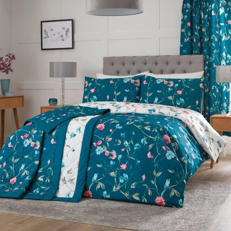 Dreams & Drapes Sweet Pea Teal Duvet Set 1 Dreams & Drapes Sweet Pea Teal Duvet Set