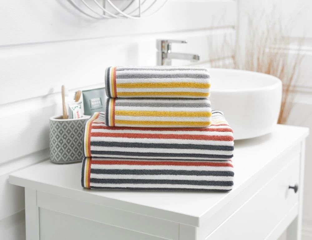 Deyongs Hanover Stripe Towels Mustard 2 Deyongs Hanover Stripe Towels Mustard - Image 2