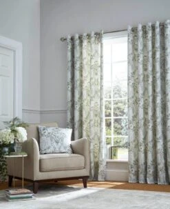 Laura Ashley Parterre Sage Eyelet Curtains