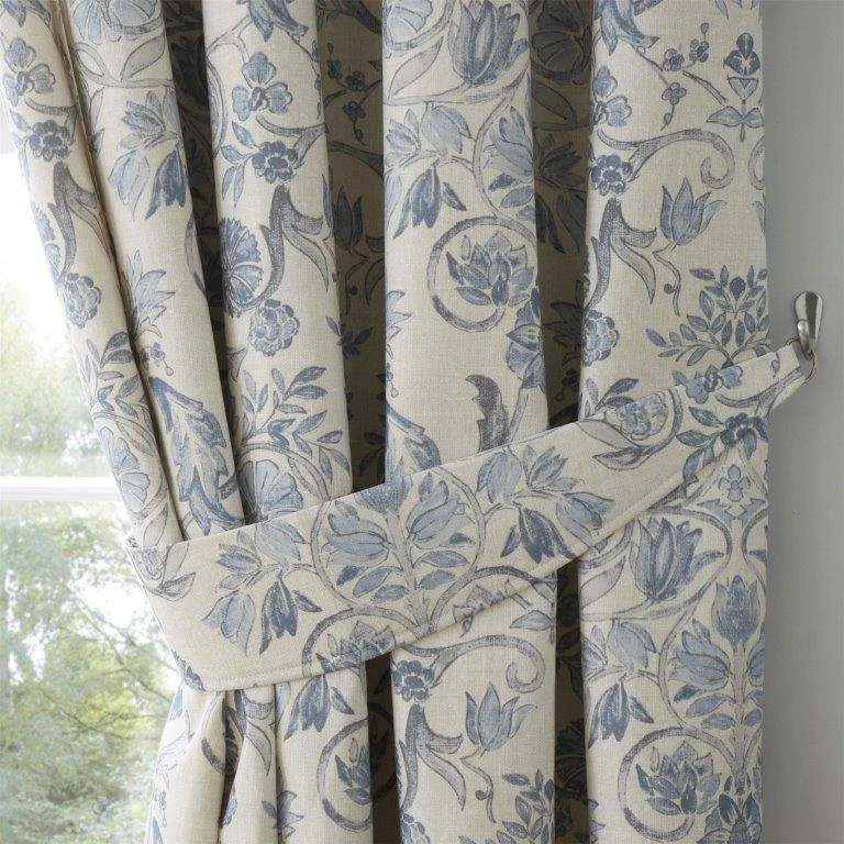 Dreams & Drapes Averie Blue Lined Pencil Pleat Curtains 4 Dreams & Drapes Averie Blue Lined Pencil Pleat Curtains - Image 4